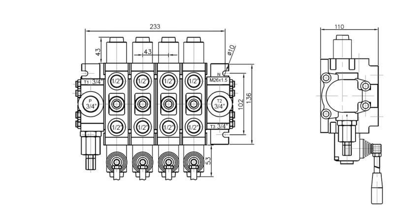 HIDRAULIKUS SZELEP 4xPC70