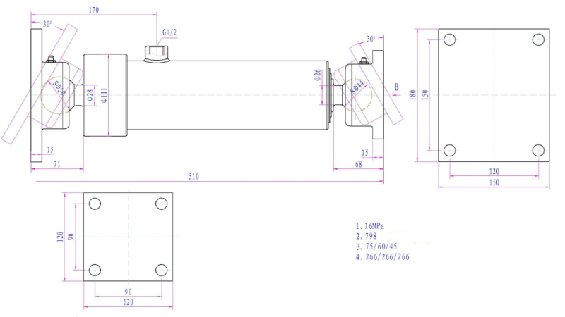 TELESZKÓPUS HENGER 3 LÉPCSŐ 805mm K3B-5T