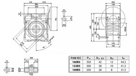 PMRV-150 REDUKTOR PRE ELEKTROMOTOR MS132 (7,5kW) POMER 40:1