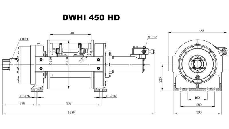 HYDRAULISCHE SEILWINDE DWHI 450 HD - 20000 kg