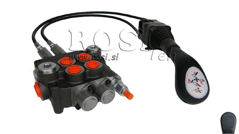 JOYSTICK  WITHOUT BUTTON WITH BRAIDED CABLE 1,5 met. AND HYDRAULIC VALVE 2xP80 lit.