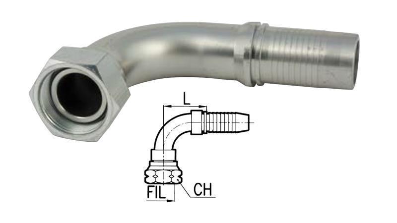 HYDRAULIC FITTING DKOL 22 L FEMALE ELBOW 90°