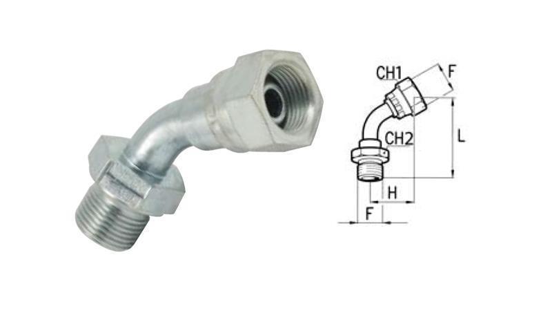 HYDRAULINEN KULMA 45° BSP UROS-NAISET 1/4