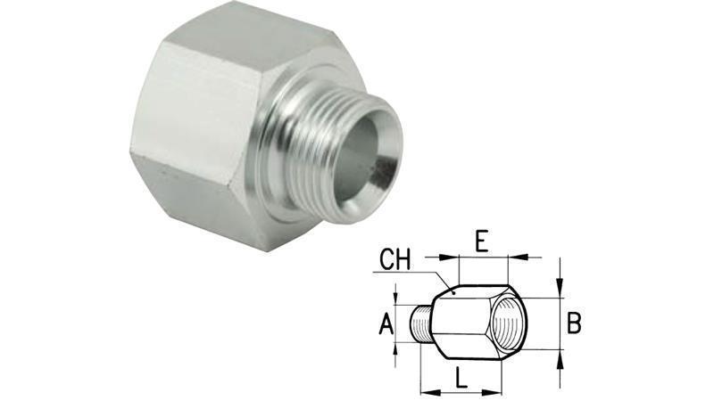 HYDRAULIC ADAPTER MALE-FEMALE 1/2''-22x1,5