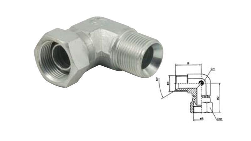 HIDRAULIKUS KÖNYÖK 90° BSP RÖVID FORGÓANYA-MÁSIK 1/4