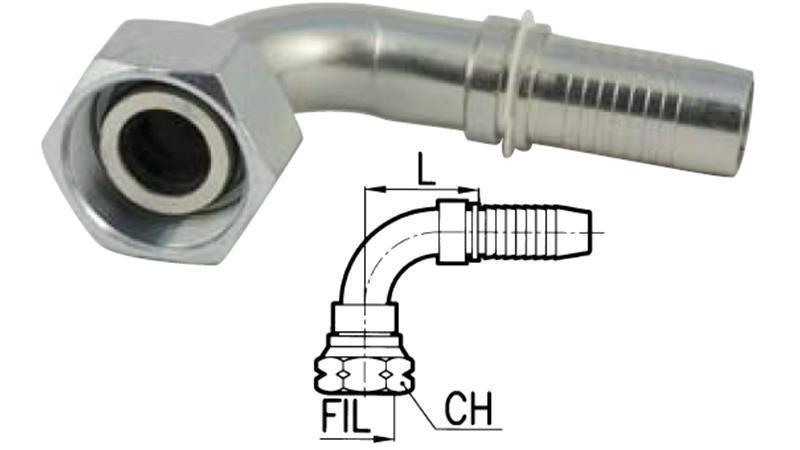 HYDRAULIC FITTING DKOL 35 L FEMALE ELBOW 90°