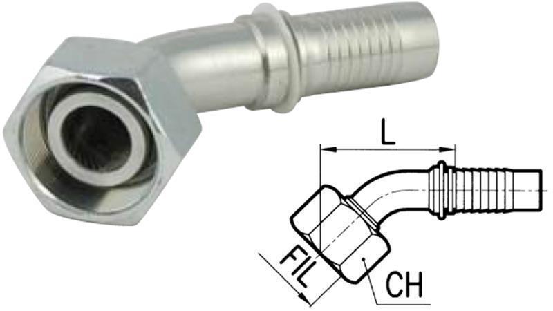 HYDRAULIC FITTING DKOS 8 S FEMALE ELBOW 45°