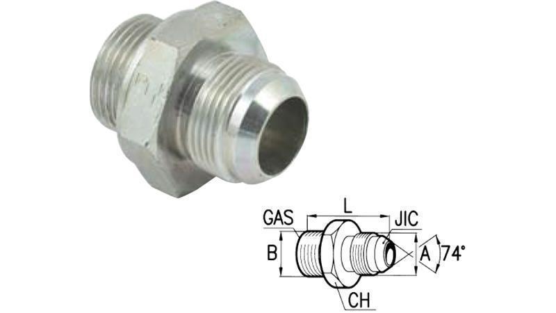 HYDRAULIC REDUCER FITTING  1/2'' JIC74°-3/8 GAS