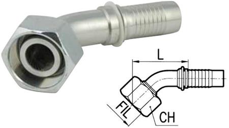 POŁĄCZENIE HYDRAULICZNE DKOS 20 Z ŻEŃSKIM ŁUKIEM 45* DN16-M30x2