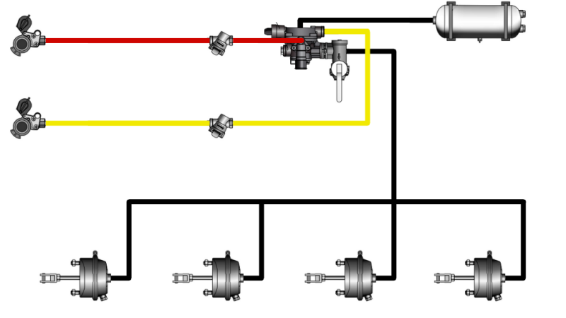 JUEGO DE FRENOS DE AIRE PARA REMOLQUE SISTEMA COMPLETO DE CIRCUITO DOBLE 4 CILINDROS