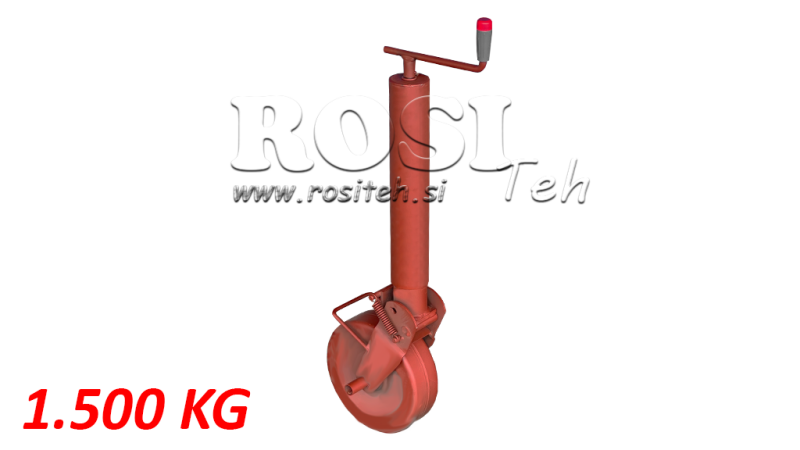 THREADED SUPPORT LEG WITH WHEEL FOR TRAILERS 300MM - 1500KG