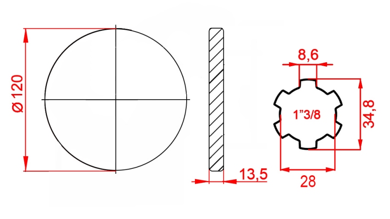 KARDAN ADAPTER MET FLENS 1-3/8 (125 mm)