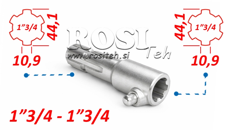 ZAPFWELLENADAPTER MIT BOLZEN VON 1-3/4 AUF 1-3/4 (165 mm)