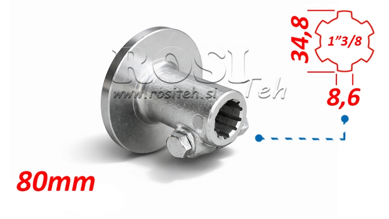 ADATTATORE CARDANICO CON FLANGIA E PERNO 1-3/8 (80 mm)