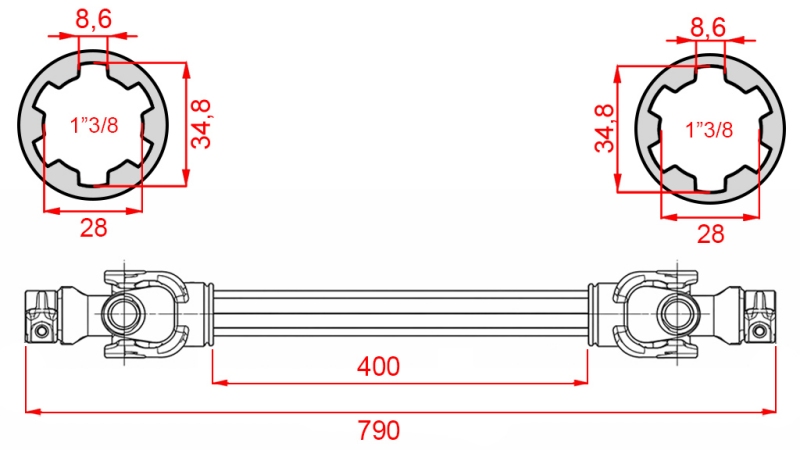 ΑΞΟΝΑΣ ΚΑΡΝΤΑΝ ECO 790mm 35-60HP STANDARD