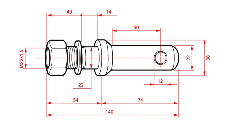 ČAP SPODNÉHO ZÁVESU fi22mm ZÁVIT M22x1,5