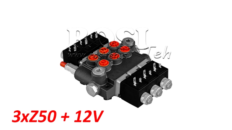 VALVOLA IDRAULICA 3xZ50+12V DC