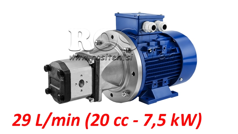 HIDRAULIKUS SZIVATTYÚ KÉSZLET CSOPORT 2 20CC + EL. MOTOR 3FÁZIS - 7,5KW (ÁRAMLÁS = 29 LIT/PERC)