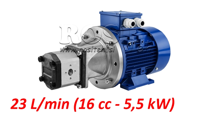 HYDRAULISCHE PUMPENKOPPLUNG GR.2 16 ccm + ELEKTRO MOTOR 3Phas - 5,5 KW (Durchfluss = 23 lit/min)