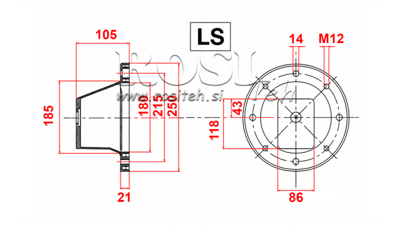 HYDRAULICKÁ PRÍRUBA - ZVON LS250 (EM2,2-4kW/GR1)