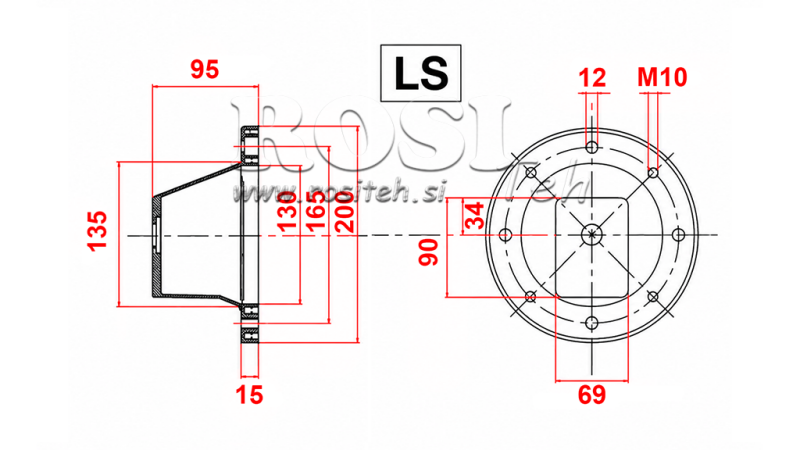 HYDRAULICKÁ PRÍRUBA - ZVON LS201 (EM0,55-1,5kW/GR1)