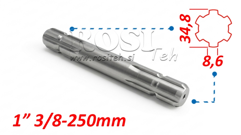 ZAPFWELLEN ANSATZ 13/8 BEIDESEITIG L=250