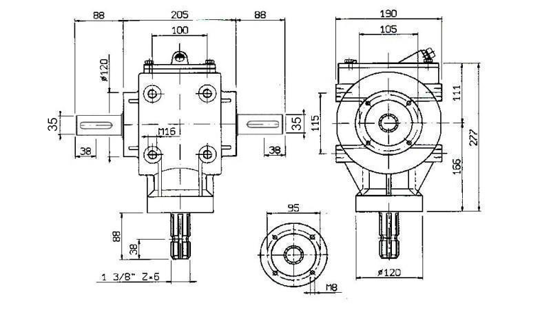ЪГЛОВА СКОРОСТНА КУТИЯ PTO-R11S 1:2 (48HP-35KW)