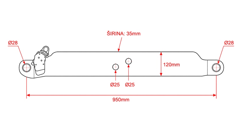 TRAKTOR TEHER HORDU KEZEK CAT.3 - 120x35 mm - 950 mm (140 HP)