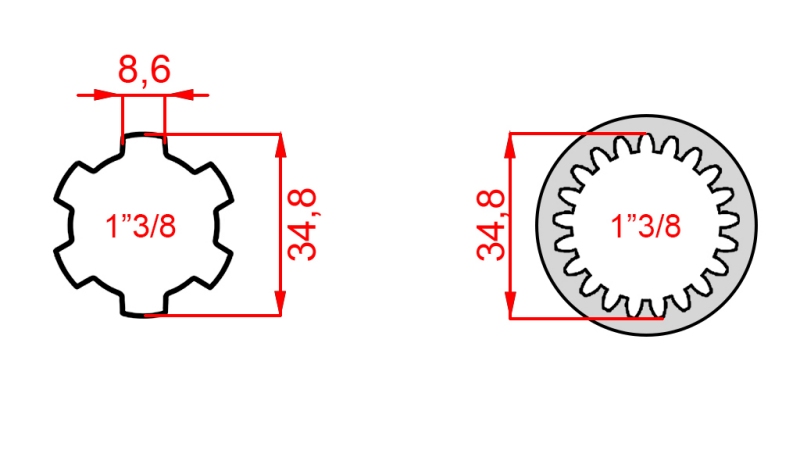 KARDÁN ADAPTER 1-3/8 (21 BORDÁS)-RŐL 1-3/8-RA (150 mm)