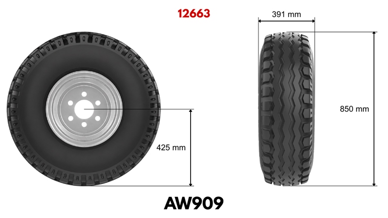 15,0/55-17 ANHÄNGERREIFEN AW909 (14 PR) MIT FELGE 13,00 x 17