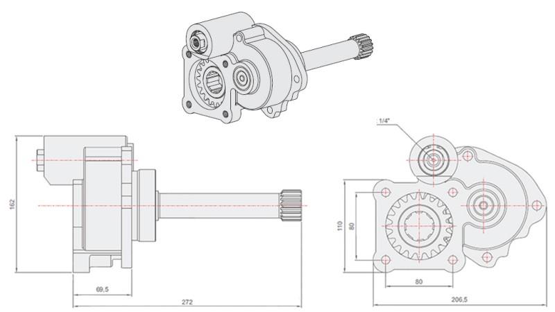 Технически чертеж ХИДРАВЛИЧНА ПОМПА - МЕРЦЕДЕС G3/65-90 УНИМОГ
