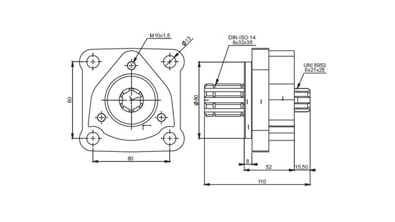 ADAPTADOR DIMENSIONES 4X3 PARA BOMBA DE HIERRO FUNDIDO