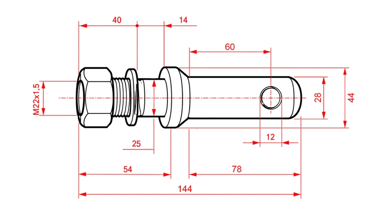 ČAP SPODNÉHO ZÁVESU fi28mm ZÁVIT M22x1,5