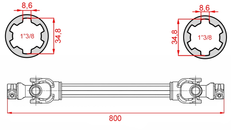 CE SERTIFICĒTA KARDĀNVĀRPSTA PROFI LINE KAT.6 GARUMS 800mm