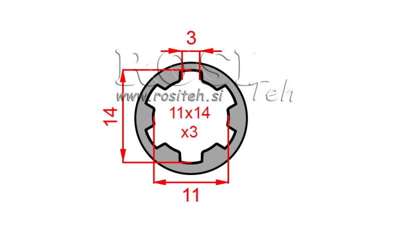 KARDÁN ADAPTER PERSELY 11x14x3 (6 BORDÁS) (40 mm)