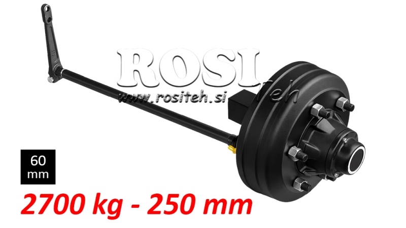 FÉLTENGELY FÉKKEL - 2700 kg (6 CSAVAR) - 250 mm