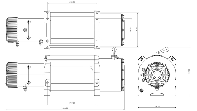 24 V ELEKTROMOS CSÖRLŐ RS-20000 - 9100 KG - ACÉLSODRONY KÖTÉL - ECO