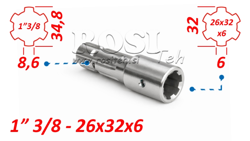 KARDÁN ADAPTER 26x32x6 (6 BORDÁS)-RŐL 1-3/8-RA (145 mm)