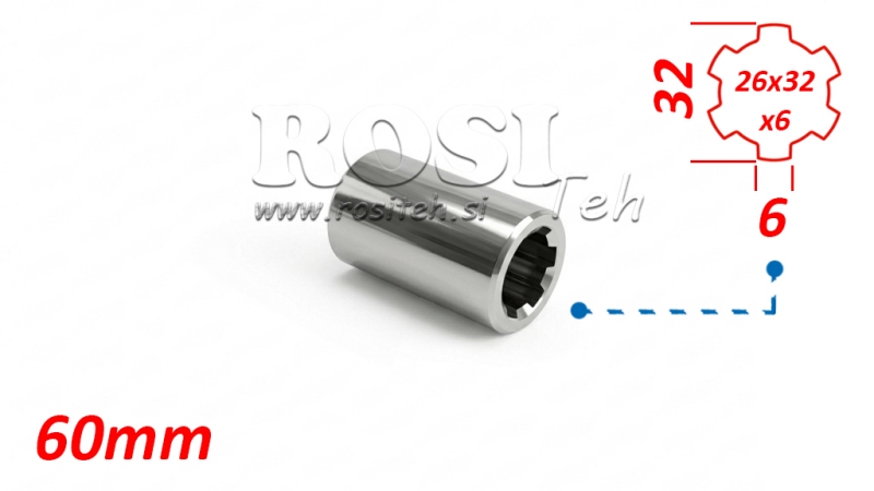 KARDANSKI NASTAVEK PUŠA 26x32x6 (6 zob) (60 mm)