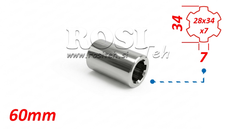 KARDANSKI NASTAVEK PUŠA 28x34x7 (6 zob) (60 mm)