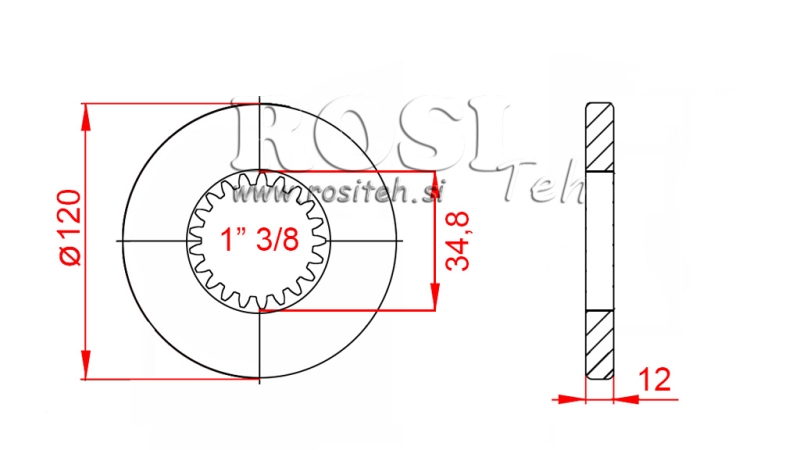KARDÁN ADAPTER KARIMÁVAL ÉS CSAPPAL 1-3/8 (80 mm) (21 BORDÁS)
