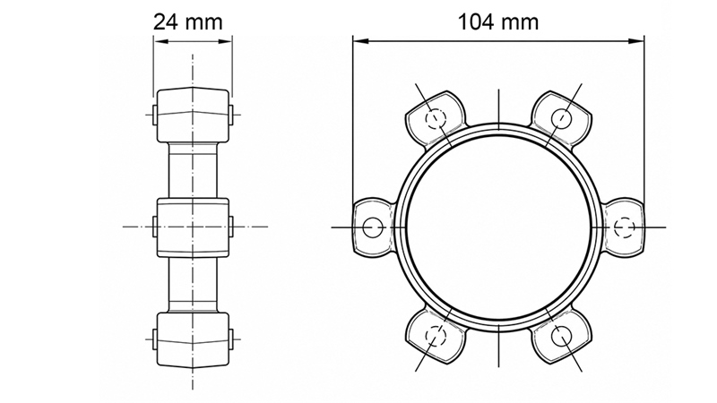 CSILLAGKUPLUNG GUMIBETÉTHEZ ND43-ND44 (104mm)