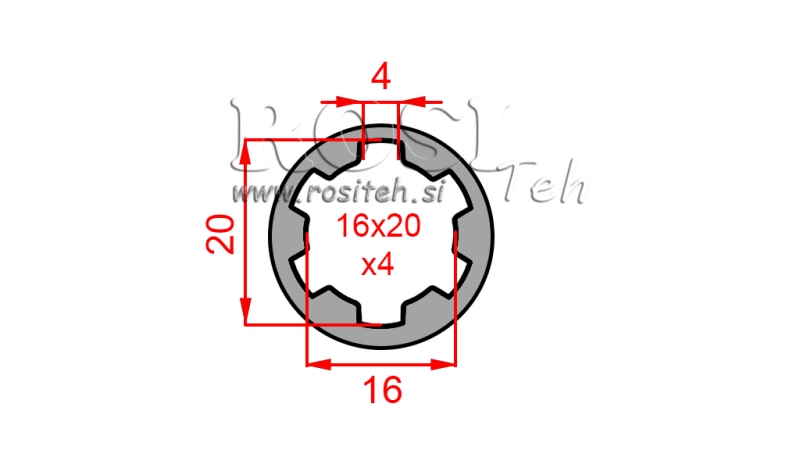 KARDÁN ADAPTER PERSELY 16x20x4 (6 BORDÁS) (50 mm)