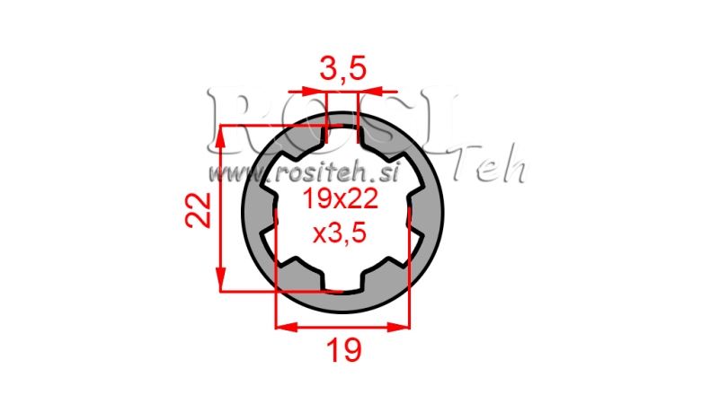 KARDÁN ADAPTER PERSELY 19x22x3,5 (10 BORDÁS) (40 mm)