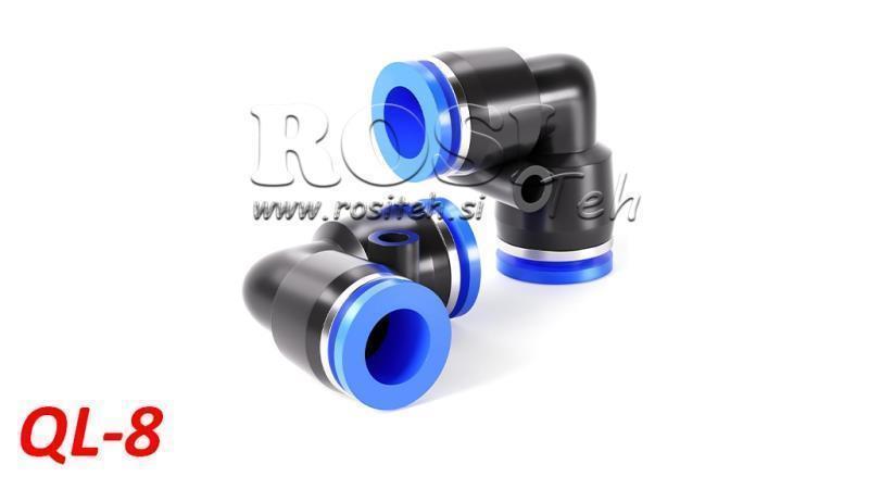 PNEUMATICKÝ ZÁVITOVÝ KONEKTOR ÚHEL TPA BEZ ZÁVITU QL-8