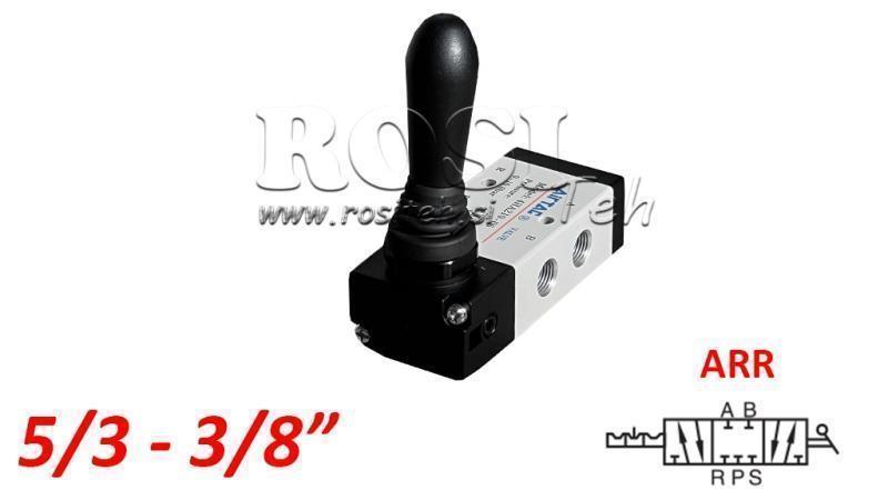 PNEUMATIKUS KÉZI SZELEP 5/3 3/8 PRT-0852-ARR KÉZI VISSZATÉRÉS