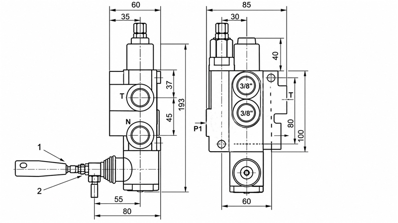 MANUALE VALVOLA IDRAULICA MONOBLOCCO 1xZ50