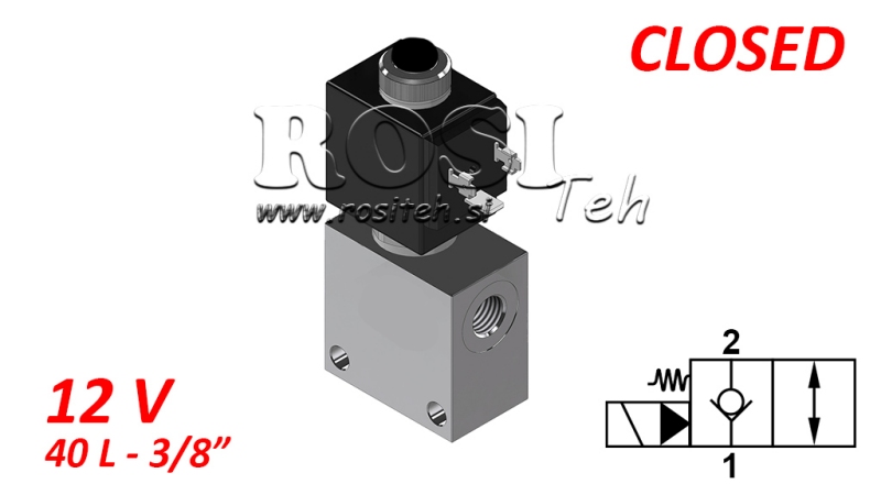 2 ÍRÁNYU SZELEP 3/8 (NC) 12V - 40lit