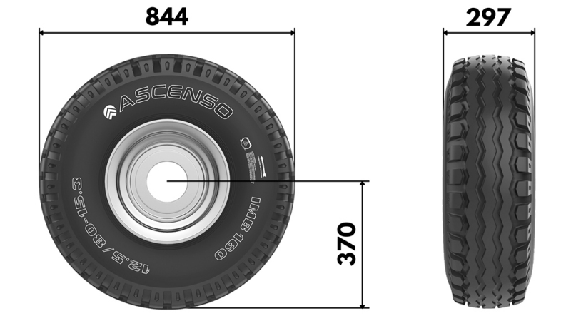 15.0/55-17 SIŁOWNIK PNEUMATYCZNY AW909 14PL Z FELGĄ 13,00X17