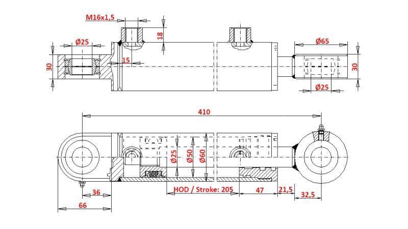 HYDRAULICZNY CYLINDER KIEROWNICZY ZETOR 7245